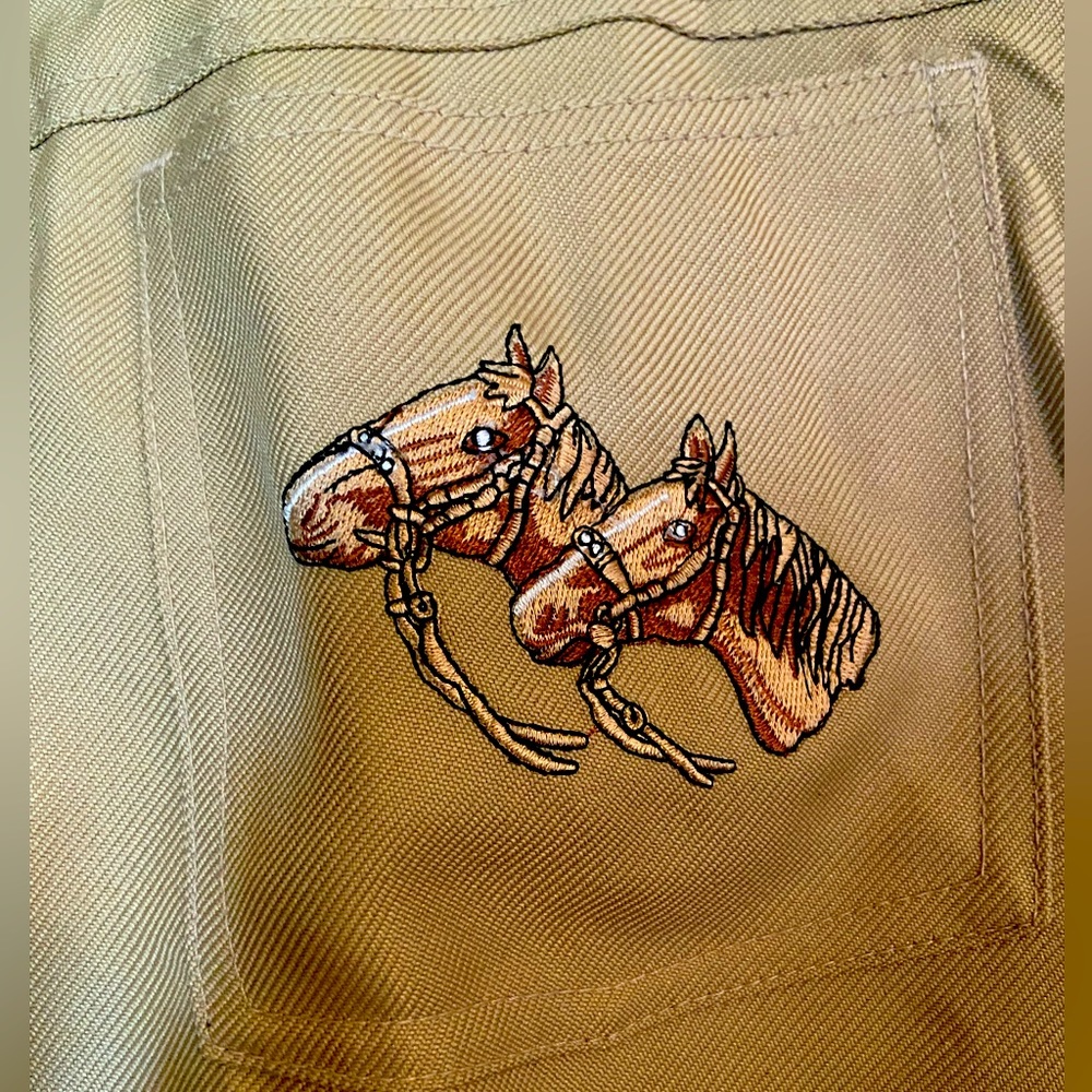 Scorpio tan horse embroidered pocket pants
